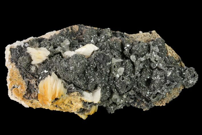 Cerussite Crystals with Bladed Barite on Galena - Morocco #165736